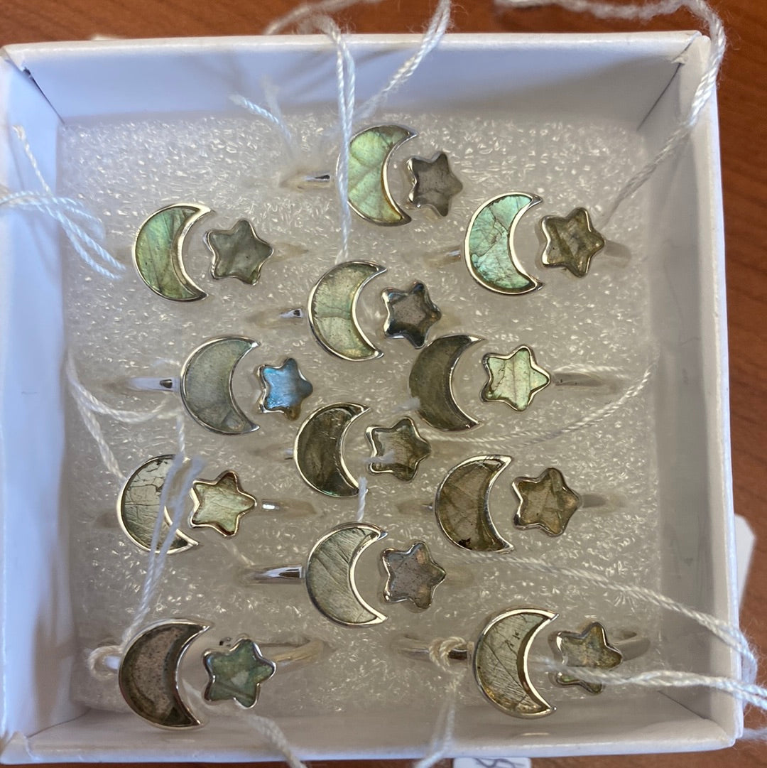 Labradorite moon and star ring Mountain Mineral Market